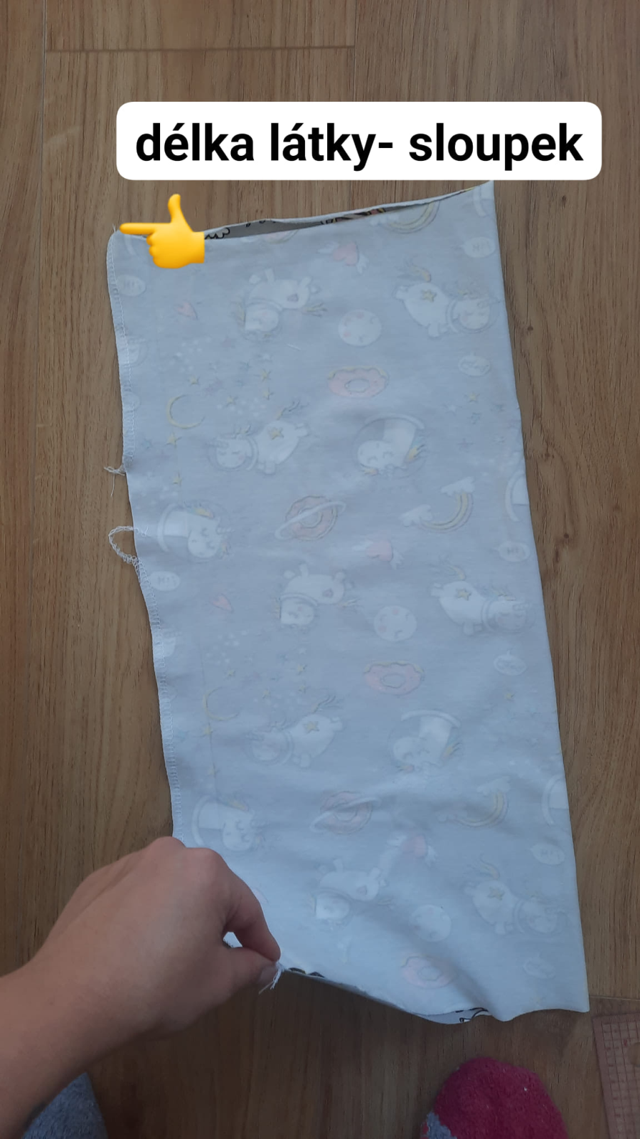 Čepici mám sešitou po délce, tedy sloupku.