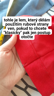 Pro takový ozdobný lem volím následující postup: