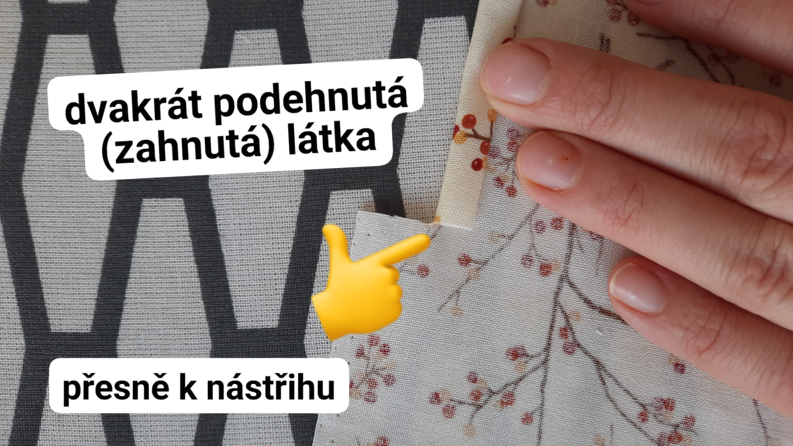 Detail nástřihu a zahnutí.