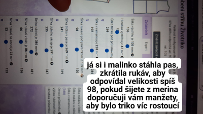 Můžete si vymodelovat projmutí pasu a zvolit, zda rukáv necháte delší - nebo například dolů použijete manžetu, to se hodí především u rostoucího  merina trička