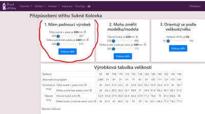 Zadáte obvod pasu (zde opět prosím zadejte o 4 cm menší a délku sukně)